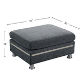 5 Piece Chenille Fabric Upholstered Modular Sectional Sofa Set with 2 Ottomans in Charcoal