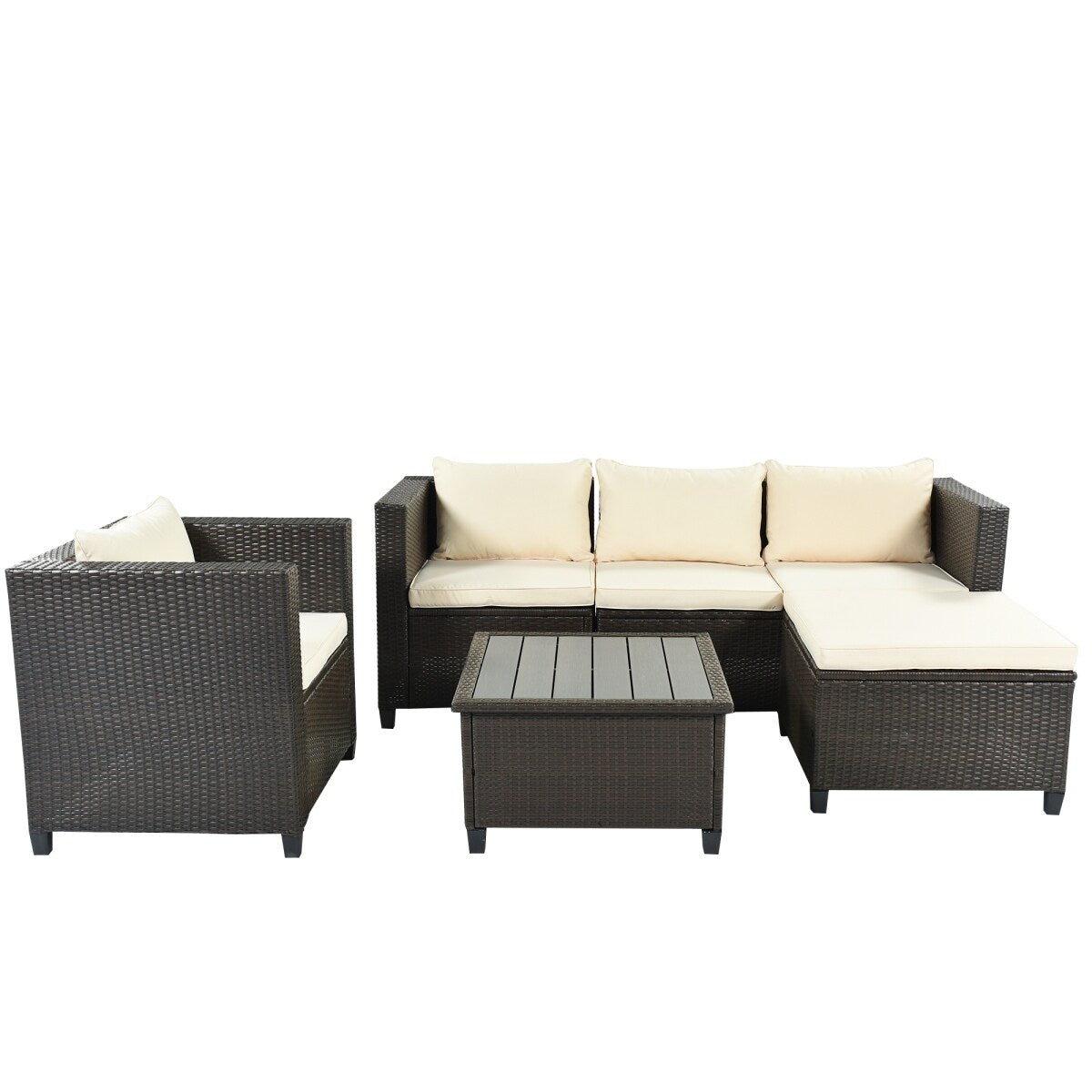 5 Piece Conversation Rattan Sectional Sofa