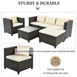 5 Piece Conversation Rattan Sectional Sofa