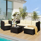 5 Piece Conversation Rattan Sectional Sofa