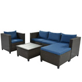 5 Piece Conversation Rattan Sectional Sofa