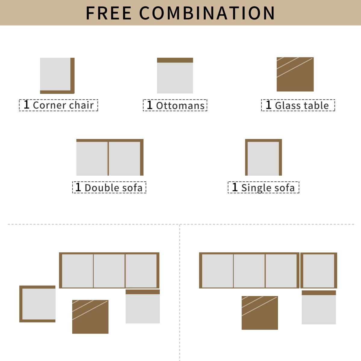 5 Piece Conversation Rattan Sectional Sofa