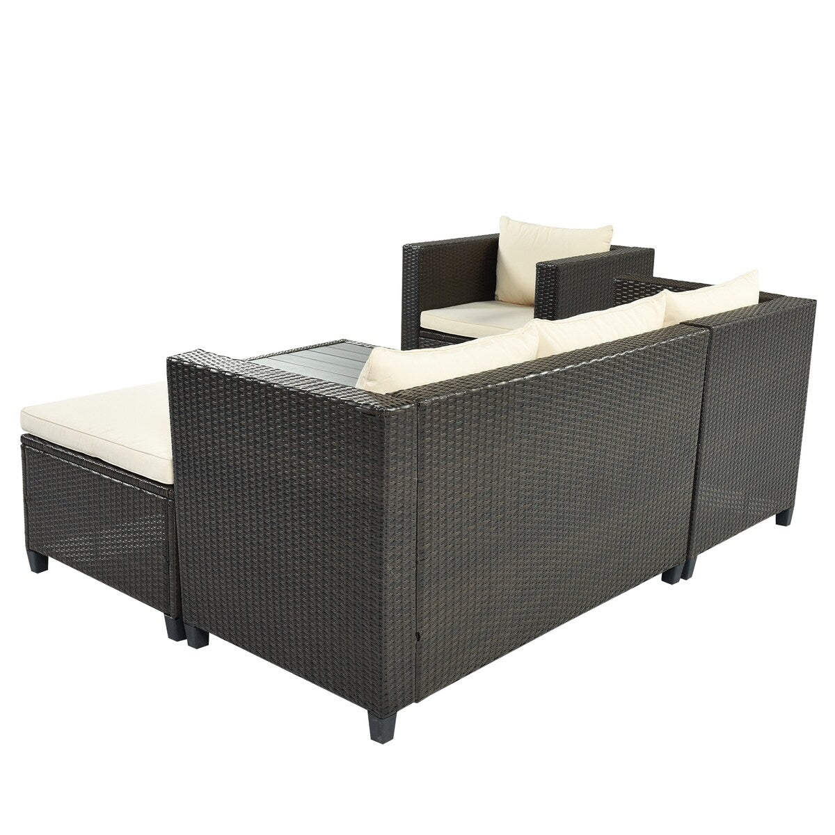5 Piece Conversation Rattan Sectional Sofa