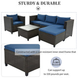 5 Piece Conversation Rattan Sectional Sofa