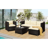 5 Piece Conversation Rattan Sectional Sofa