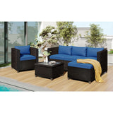 5 Piece Conversation Rattan Sectional Sofa