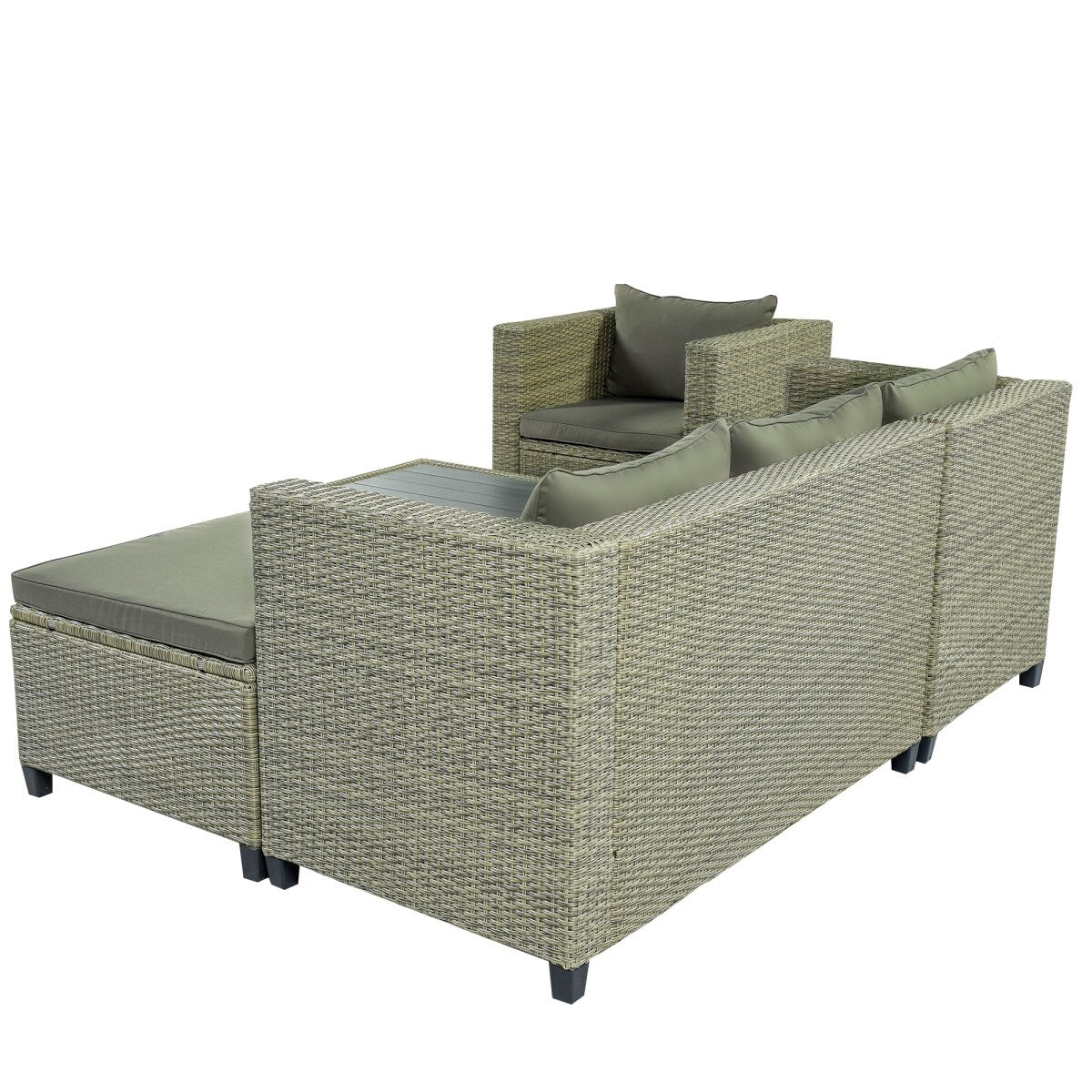 5 Piece Conversation Rattan Sectional Sofa