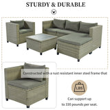 5 Piece Conversation Rattan Sectional Sofa