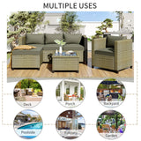 5 Piece Conversation Rattan Sectional Sofa