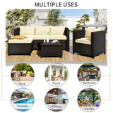 5 Piece Conversation Rattan Sectional Sofa