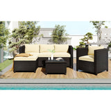 5 Piece Conversation Rattan Sectional Sofa