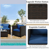 5 Piece Conversation Rattan Sectional Sofa