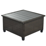 5 Piece Conversation Set Wicker Rattan Sectional Sofa with Seat Cushions