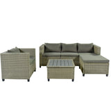 5 Piece Conversation Set Wicker Rattan Sectional Sofa with Seat Cushions