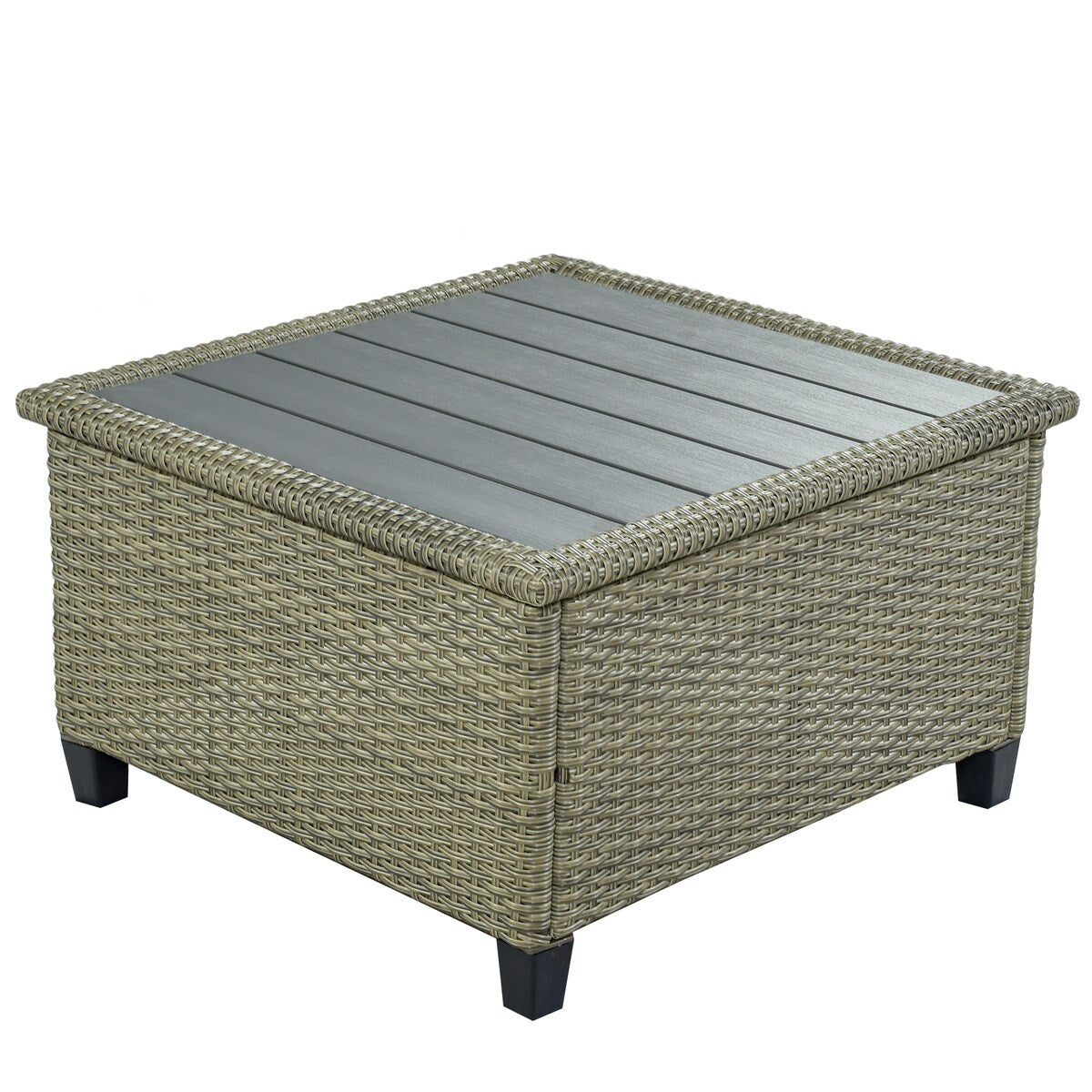 5 Piece Conversation Set Wicker Rattan Sectional Sofa with Seat Cushions