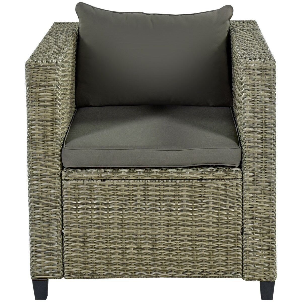 5 Piece Conversation Set Wicker Rattan Sectional Sofa with Seat Cushions