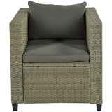 5 Piece Conversation Set Wicker Rattan Sectional Sofa with Seat Cushions
