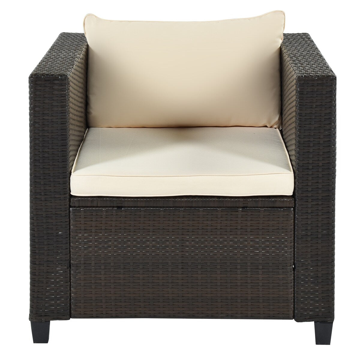 5 Piece Conversation Set Wicker Rattan Sectional Sofa with Seat Cushions
