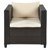 5 Piece Conversation Set Wicker Rattan Sectional Sofa with Seat Cushions