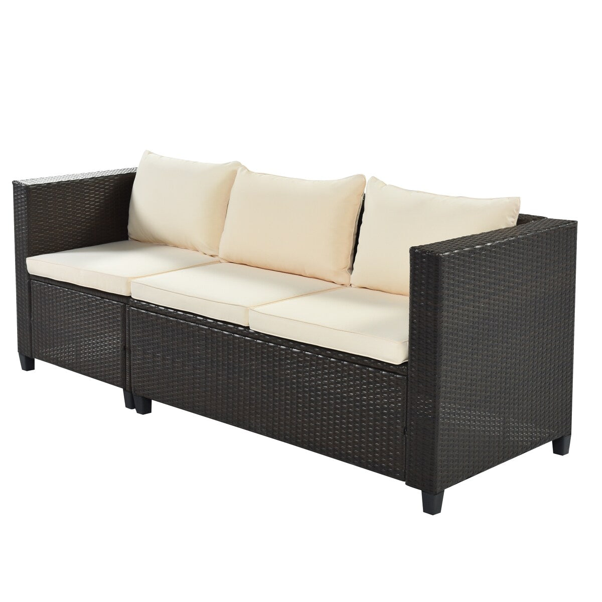 5 Piece Conversation Set Wicker Rattan Sectional Sofa with Seat Cushions