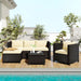 5 Piece Conversation Set Wicker Rattan Sectional Sofa with Seat Cushions