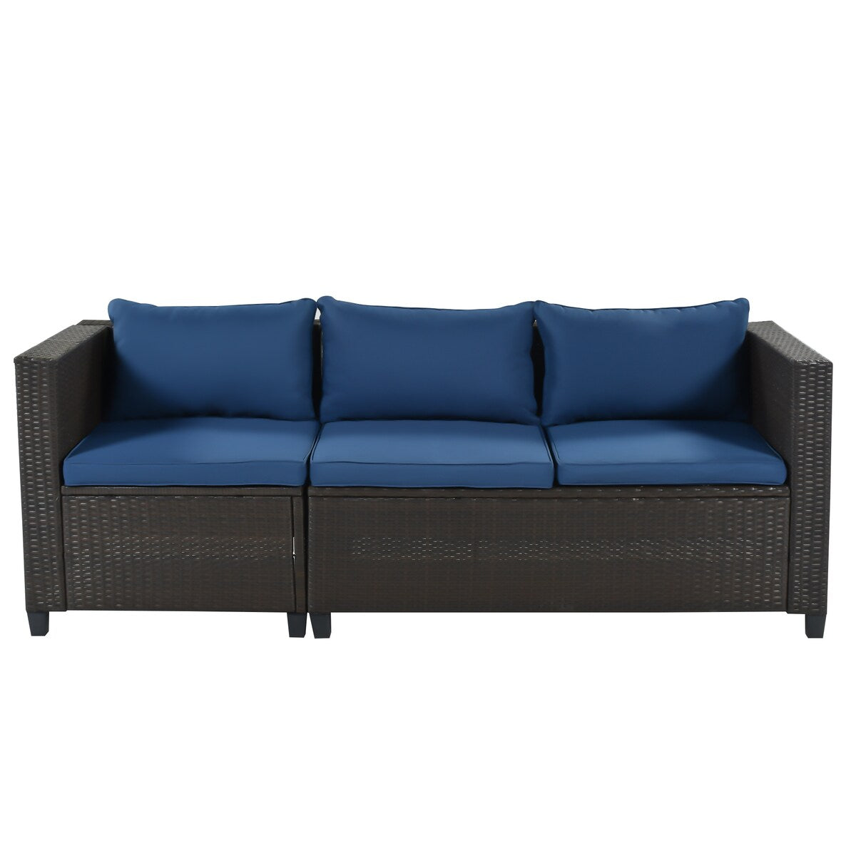 5 Piece Conversation Set Wicker Rattan Sectional Sofa with Seat Cushions