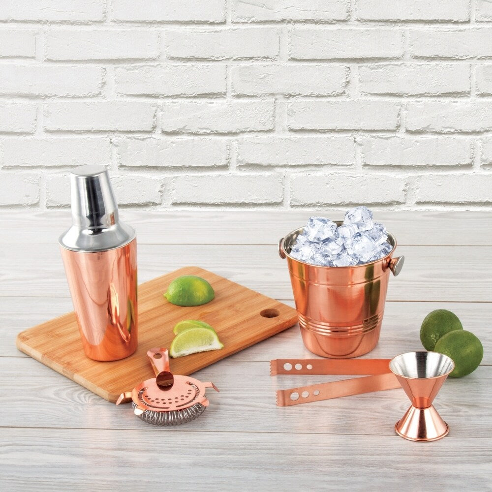 5 Piece Copper Bar Set & Cocktail Set