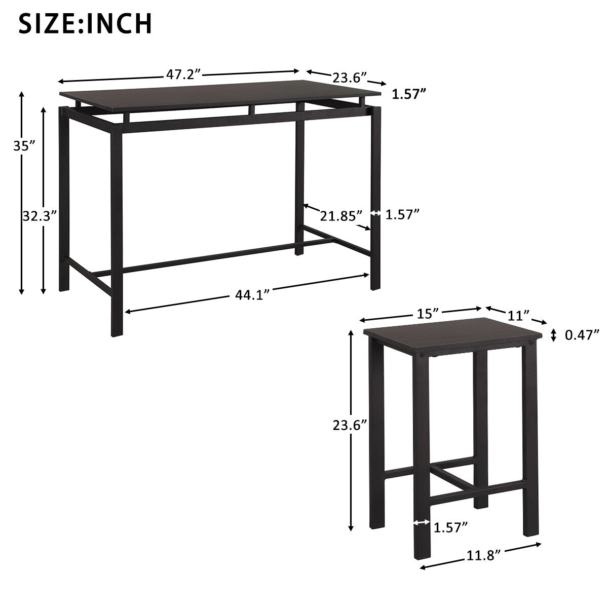 5 Piece Counter Height Dining Setwith 4 Chairs