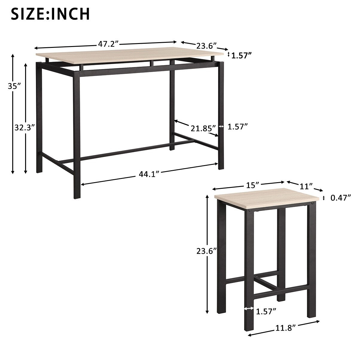 5 Piece Counter Height Dining Setwith 4 Chairs