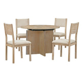 5-Piece Dining Set with 1 Extendable Table and 4 Upholstered Chairs