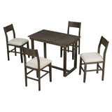5-Piece Farmhouse Counter Height Dining Table Set with 1 Rectangular Dining Table and 4 Dining Chairs for Small Places