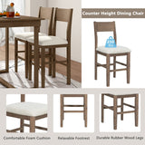 5-Piece Farmhouse Counter Height Dining Table Set with 1 Rectangular Dining Table and 4 Dining Chairs for Small Places
