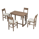 5-Piece Farmhouse Counter Height Dining Table Set with 1 Rectangular Dining Table and 4 Dining Chairs for Small Places