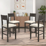 5-Piece Farmhouse Counter Height Dining Table Set with 1 Rectangular Dining Table and 4 Dining Chairs for Small Places