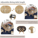 5-Piece Farmhouse Dining Table Set Wood Round Extendable Dining Table and 4 Upholstered Dining Chairs