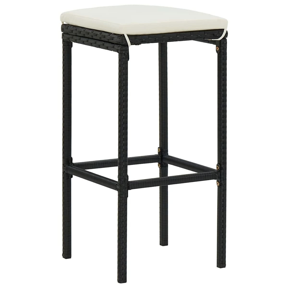 5 Piece Garden Bar Set with Cushions Poly Rattan Black