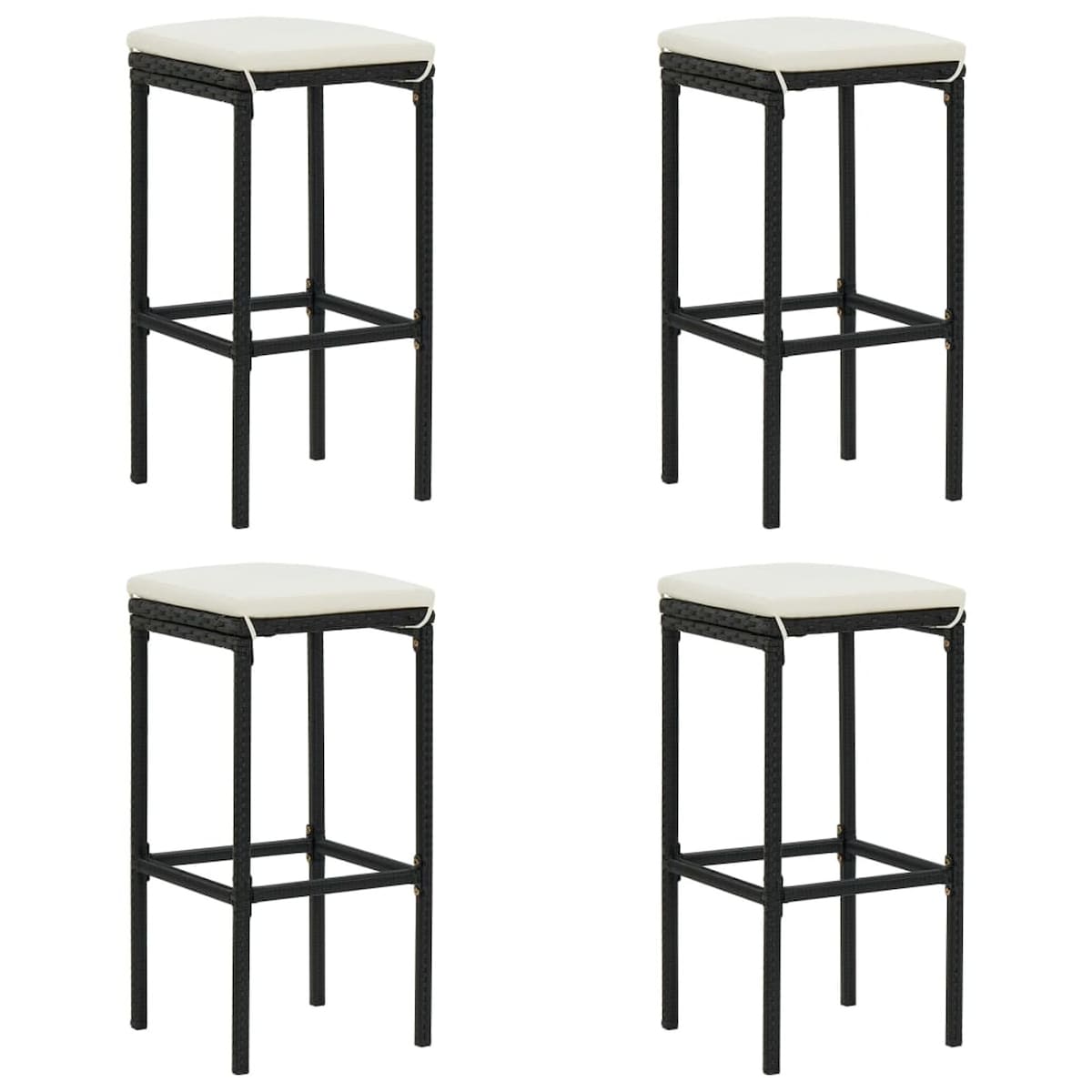 5 Piece Garden Bar Set with Cushions Poly Rattan Black