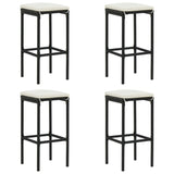 5 Piece Garden Bar Set with Cushions Poly Rattan Black