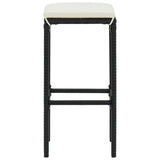 5 Piece Garden Bar Set with Cushions Poly Rattan Black