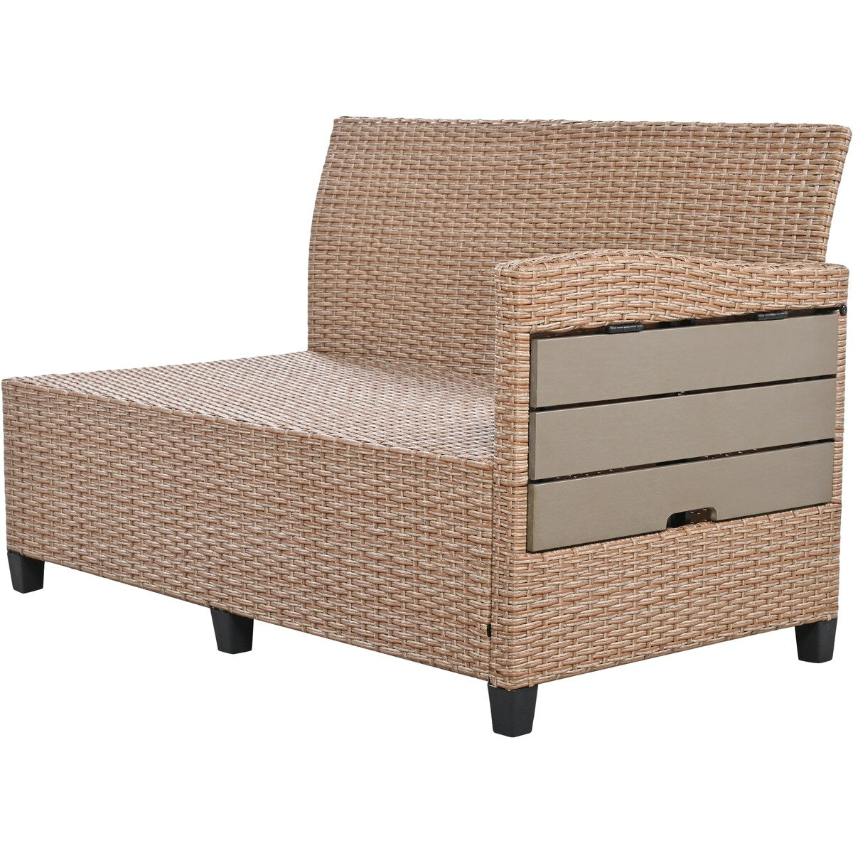 5-Piece L-Shaped Patio Rattan Sofa Set, Garden Furniture with Extendable Side Tables