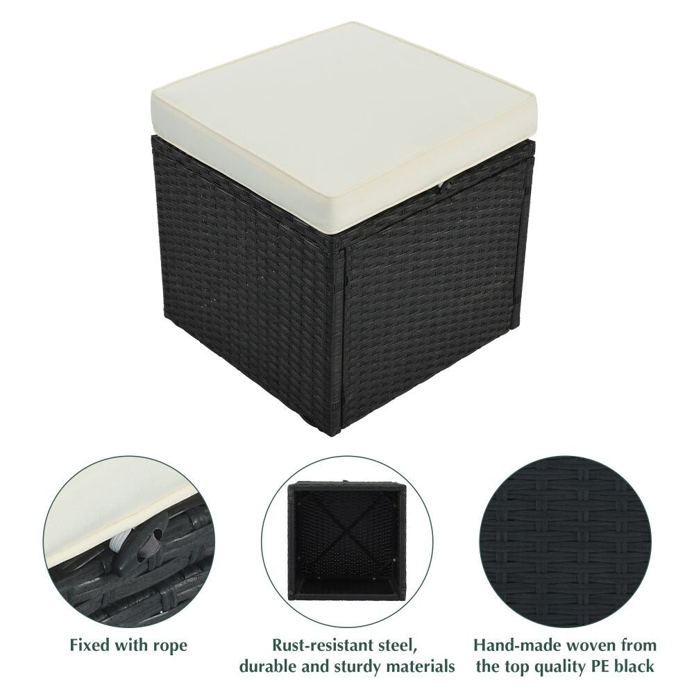 5-Piece Large Outdoor Wicker Sofa Set, PE Rattan, Movable Cushion, Sectional Lounger Sofa