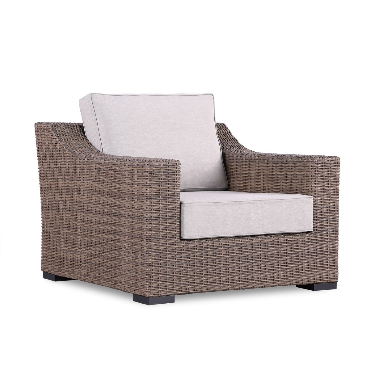 5-Piece Manhattan Rustic Wicker Seating Set with Tempered Glass