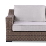 5-Piece Manhattan Rustic Wicker Seating Set with Tempered Glass