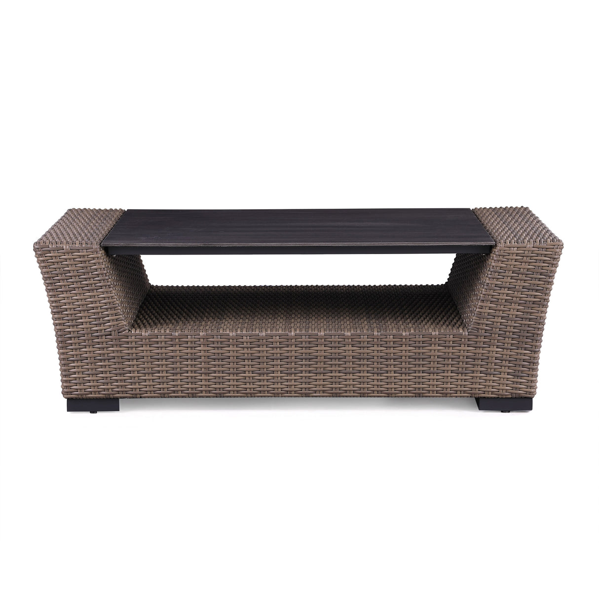 5-Piece Manhattan Rustic Wicker Seating Set with Tempered Glass