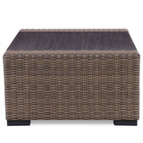 5-Piece Manhattan Rustic Wicker Seating Set with Tempered Glass