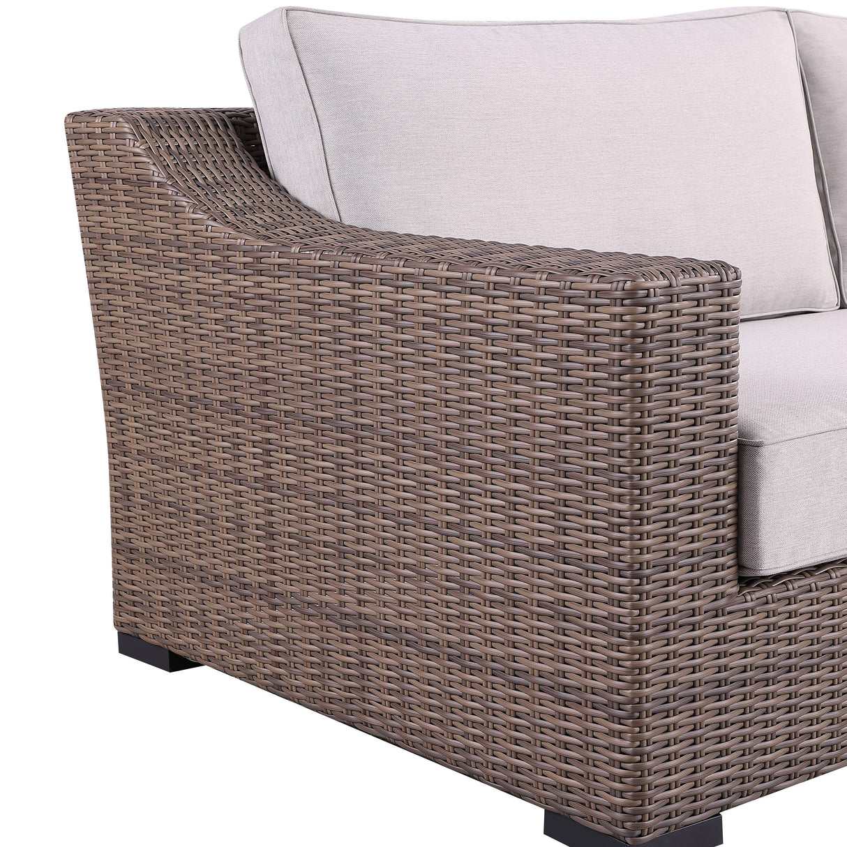 5-Piece Manhattan Rustic Wicker Seating Set with Tempered Glass