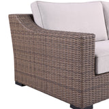 5-Piece Manhattan Rustic Wicker Seating Set with Tempered Glass