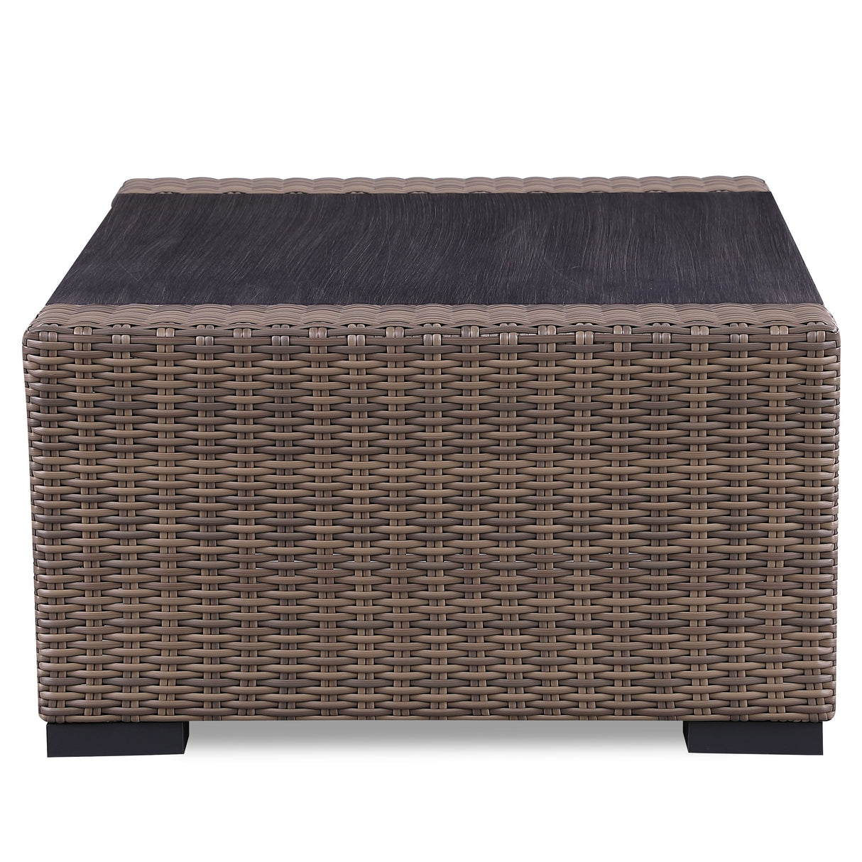 5-Piece Manhattan Rustic Wicker Seating Set with Tempered Glass