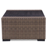 5-Piece Manhattan Rustic Wicker Seating Set with Tempered Glass