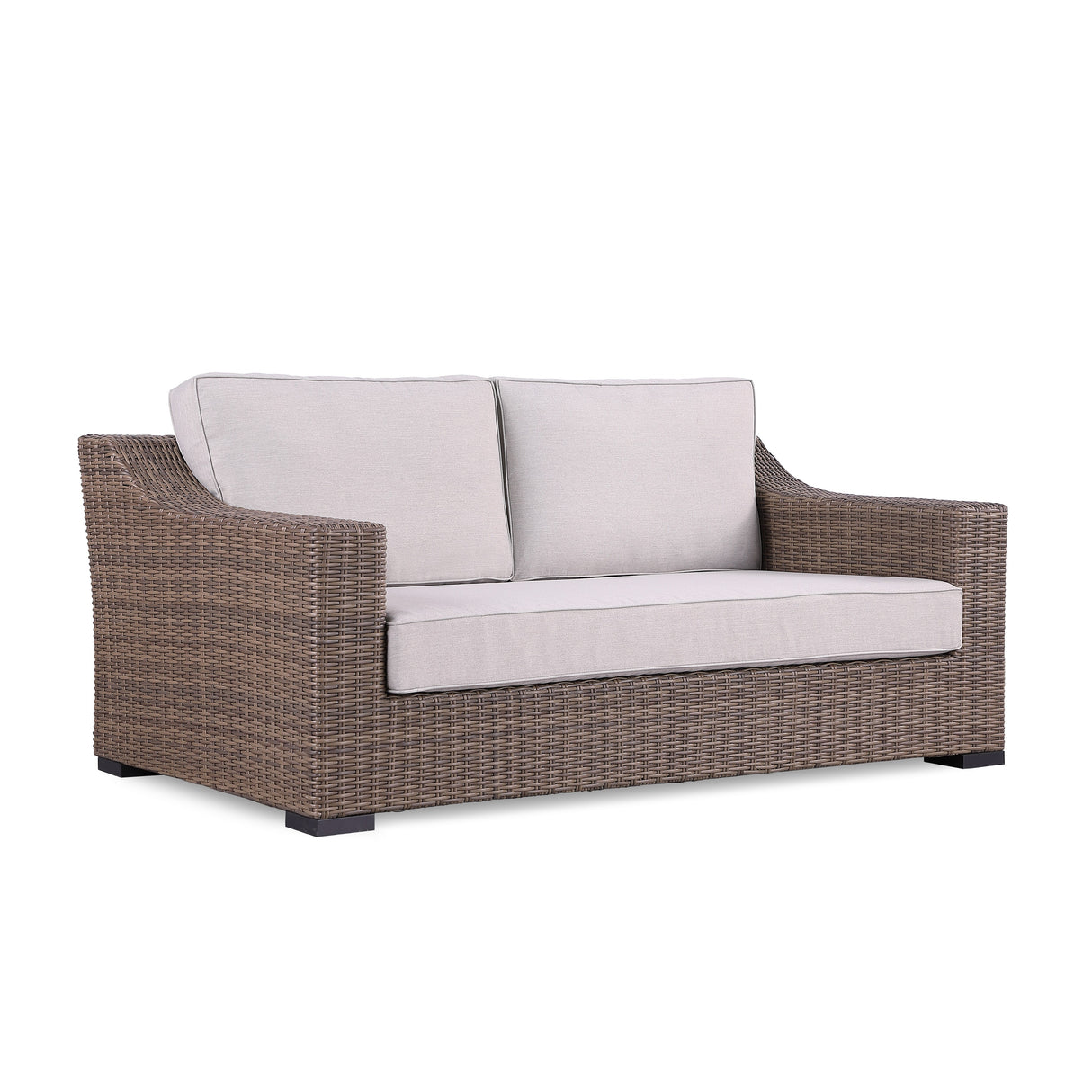 5-Piece Manhattan Rustic Wicker Seating Set with Tempered Glass